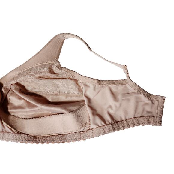 Glamorise Bra sz 42 I Wirefree Comfort Straps‎ Beige Tan Full Women Floral Lace - Picture 8 of 8